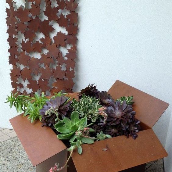 屋外コルテン鋼植木鉢
