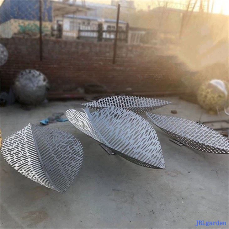 Large Outdoor Leaf Metal Sculpture Stainless Steel Hollow Out Sculpture