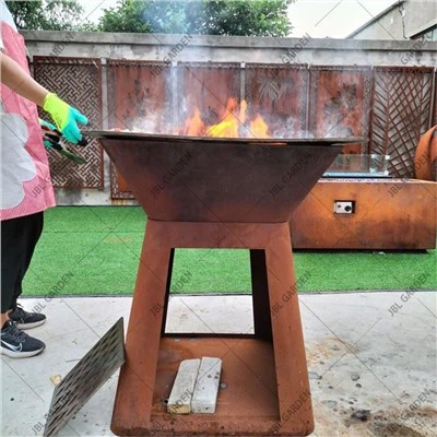 木炭ウッドバーニングコルテンスチールメタルBBQグリル