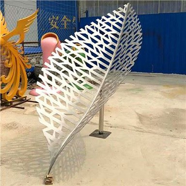 現代美術の海のステンレス鋼の鋼の葉の彫刻