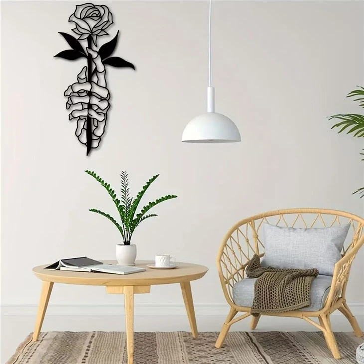Black Rose Metal Wall Art Decor