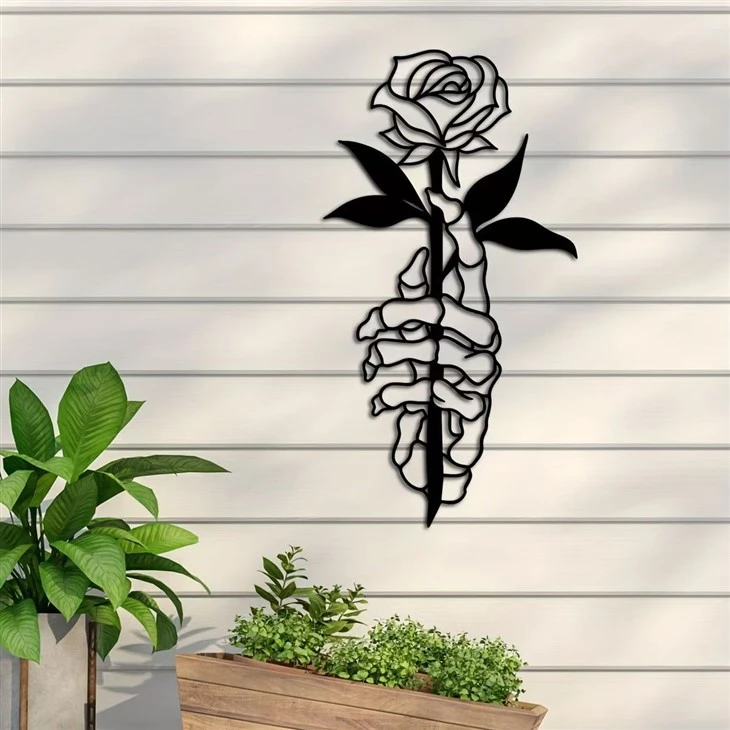 Black Rose Metal Wall Art Decor
