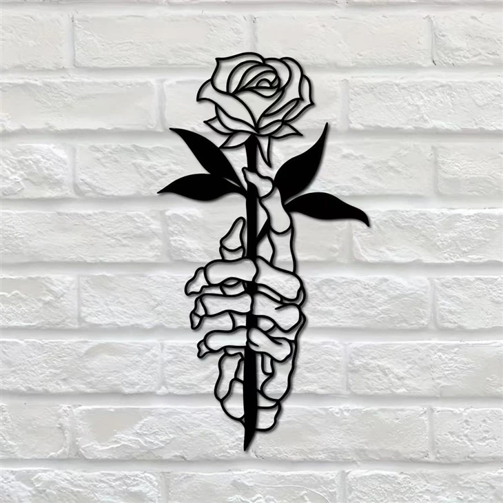 Black Rose Metal Wall Art Decor