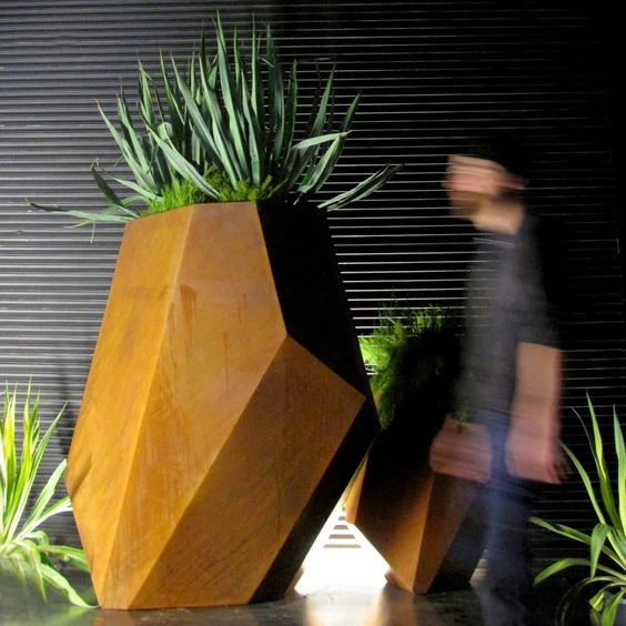 Large Polygonal Corten Steel Planter