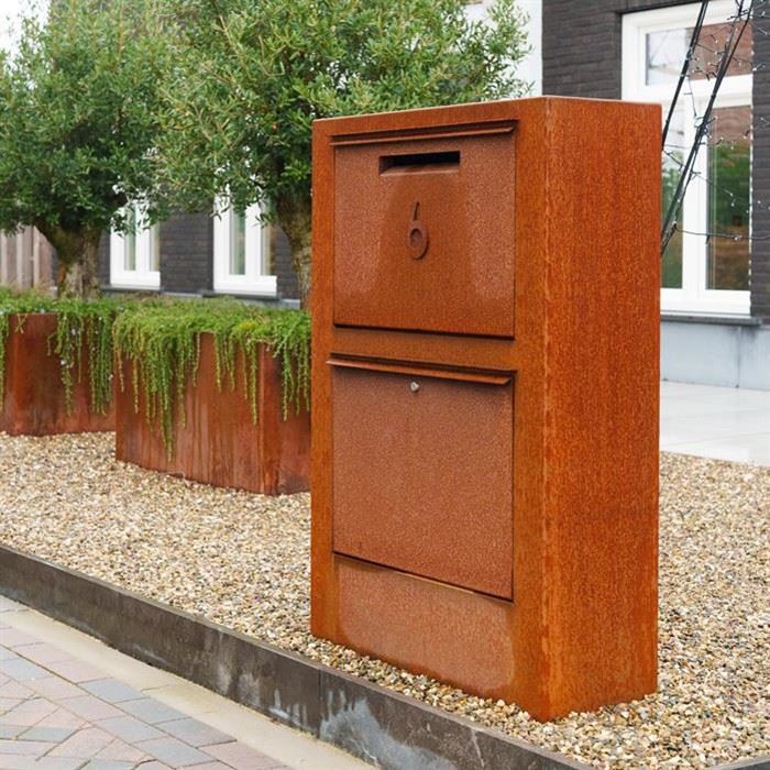 Rusty Steel Freestanding Mailbox