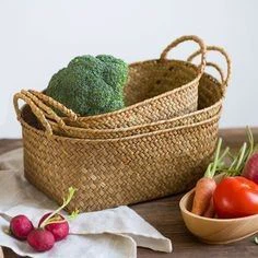 Woven Basket With Handle For Food